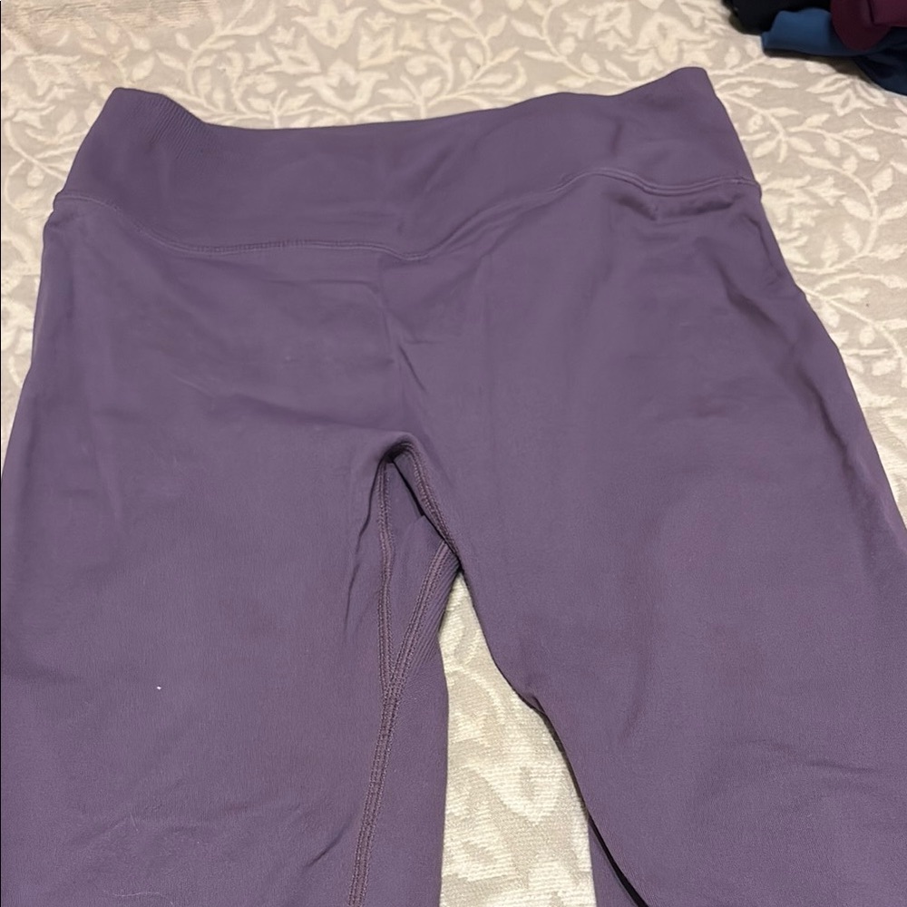 Fabletics Purple Leggings with Wide Waistband and Matte Finish
